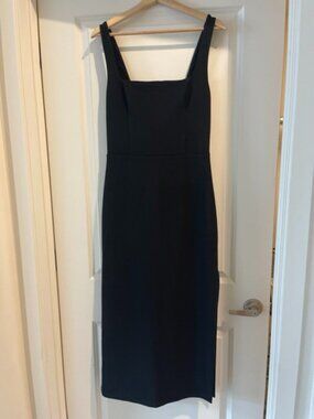 Abercrombie & Fitch Square Neck Column Midi Dress in Black